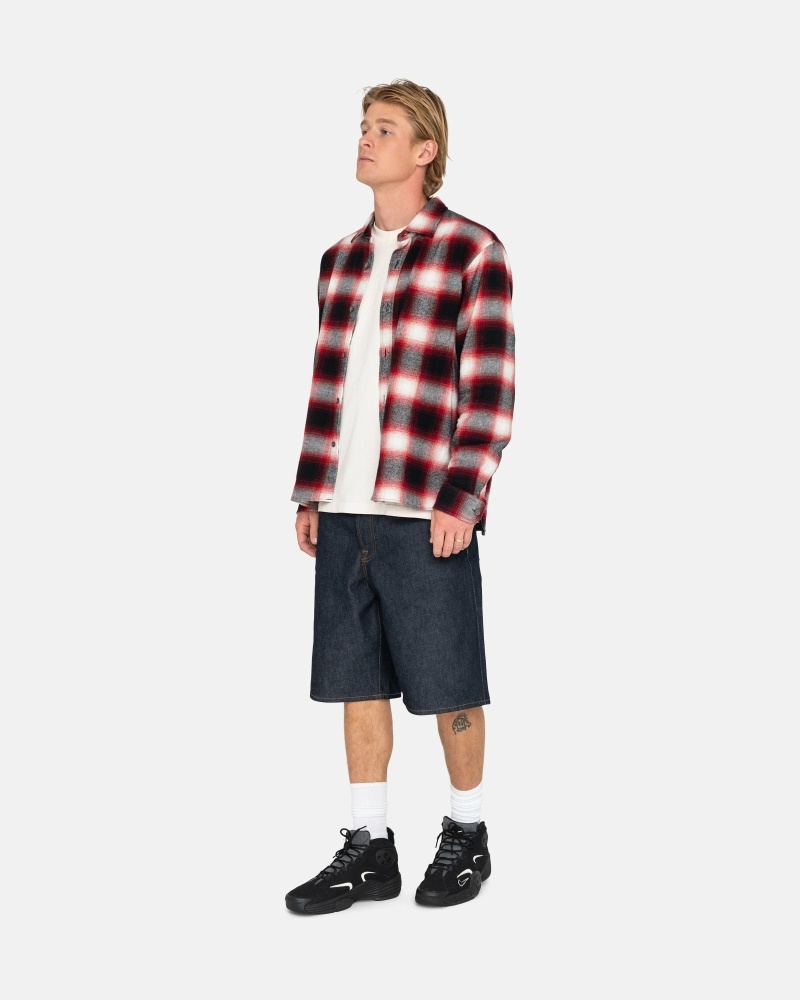 Red Men's Stussy Bay Plaid Shirts | AU0000296