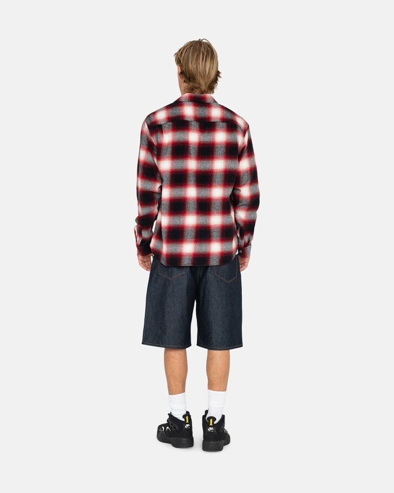 Red Men's Stussy Bay Plaid Shirts | AU0000296