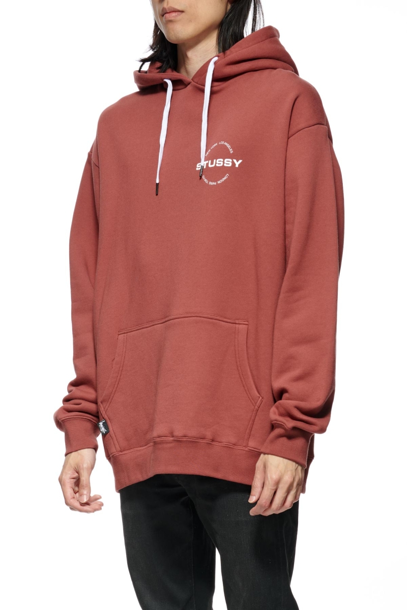 Red Men's Stussy City Circle Hoodies | AU0000028