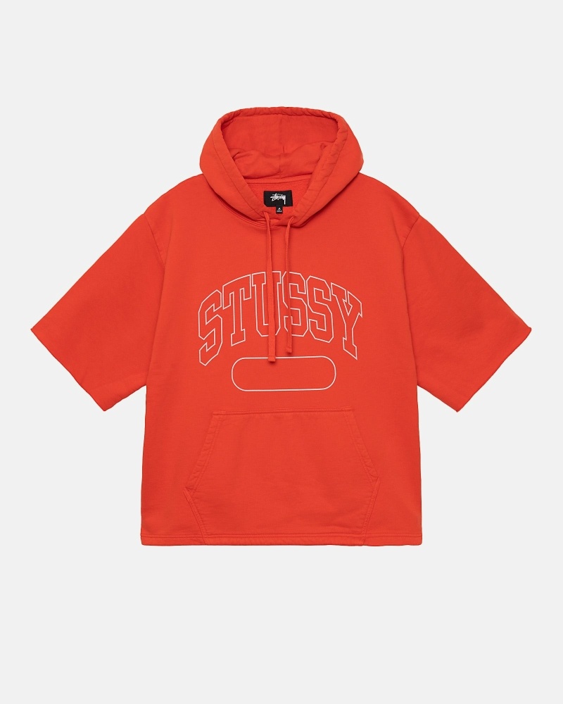 Red Men\'s Stussy Ss Boxy Cropped Hoodies | AU0000070