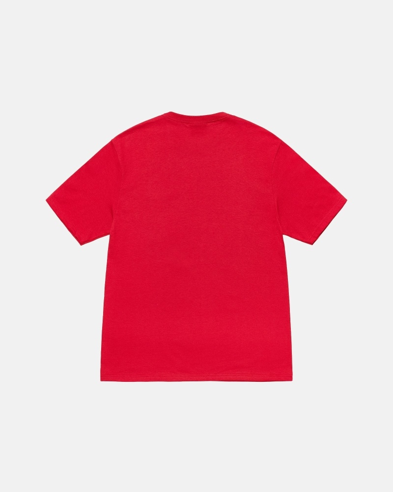 Red Men's Stussy Stamp T Shirts | AU0000270