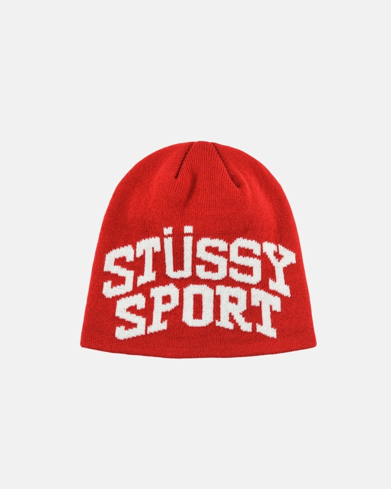 Red Men\'s Stussy Stussy Sport Jacquard Skullcap Hats | AU0000499