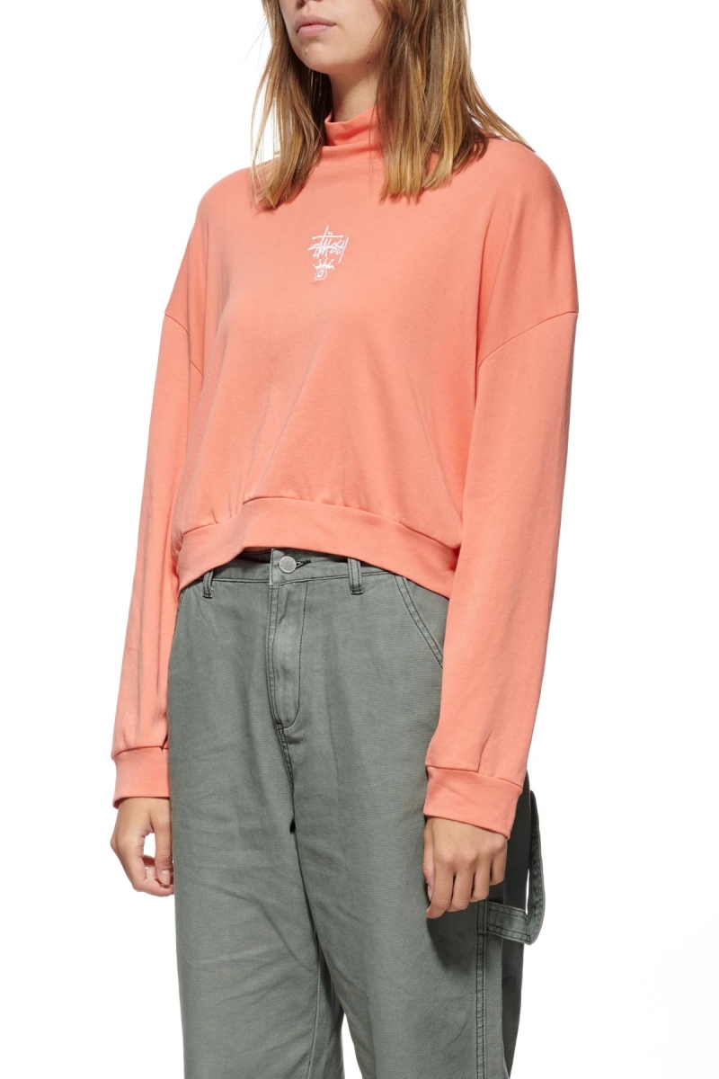 Red Women's Stussy Ellen Rib Turtleneck Sweatshirts | AU0000919