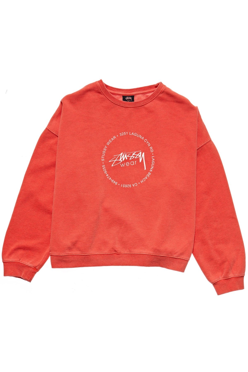 Red Women\'s Stussy Laguna Overdyed Marle Crew Sweaters | AU0000842