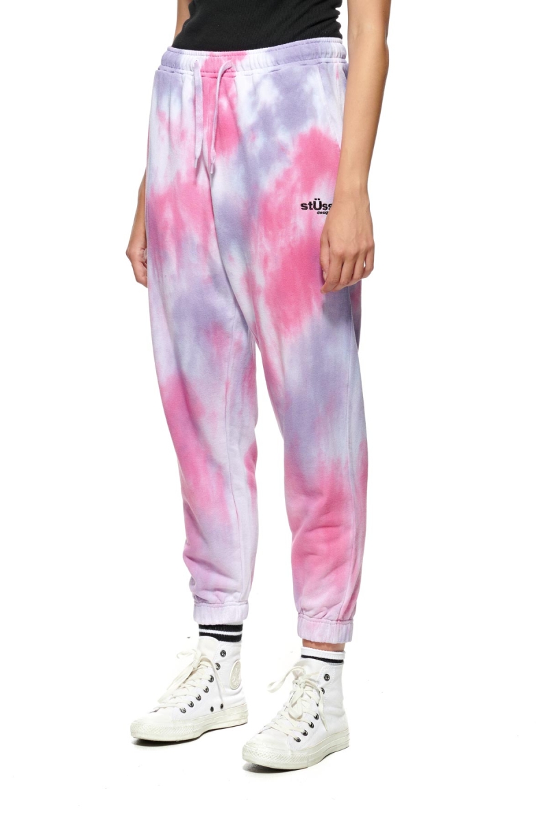 Red Women's Stussy Warped Tie Dye Track Pants | AU0001009