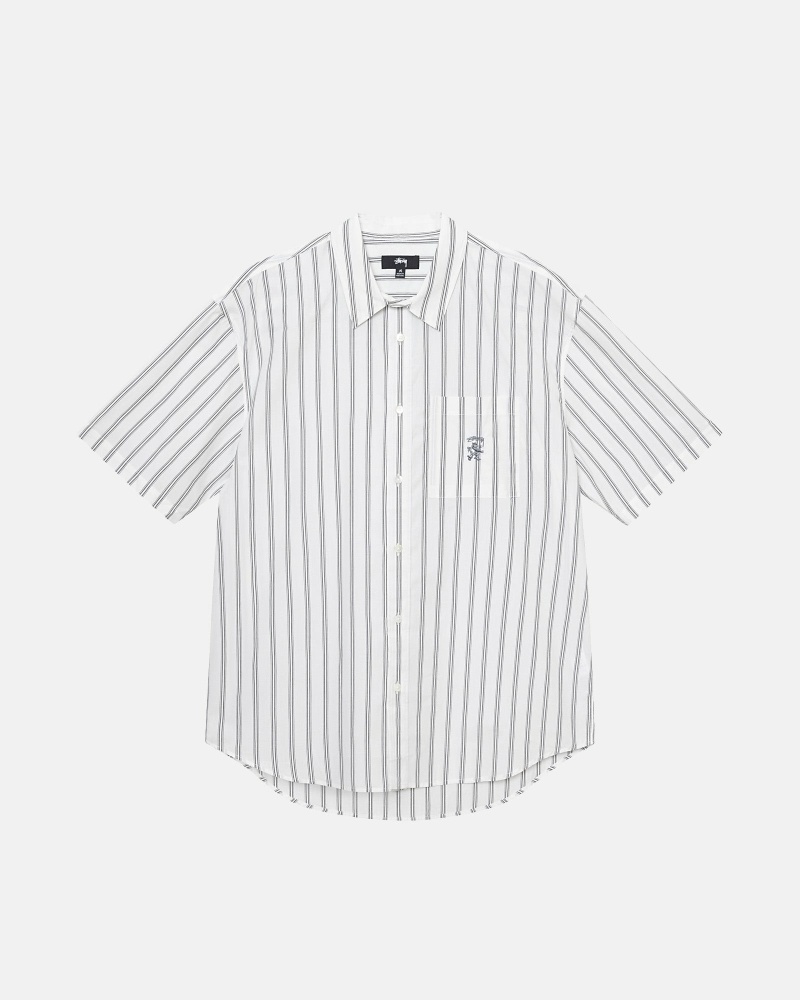 Stripes Men\'s Stussy Boxy Striped Ss Shirts | AU0000298