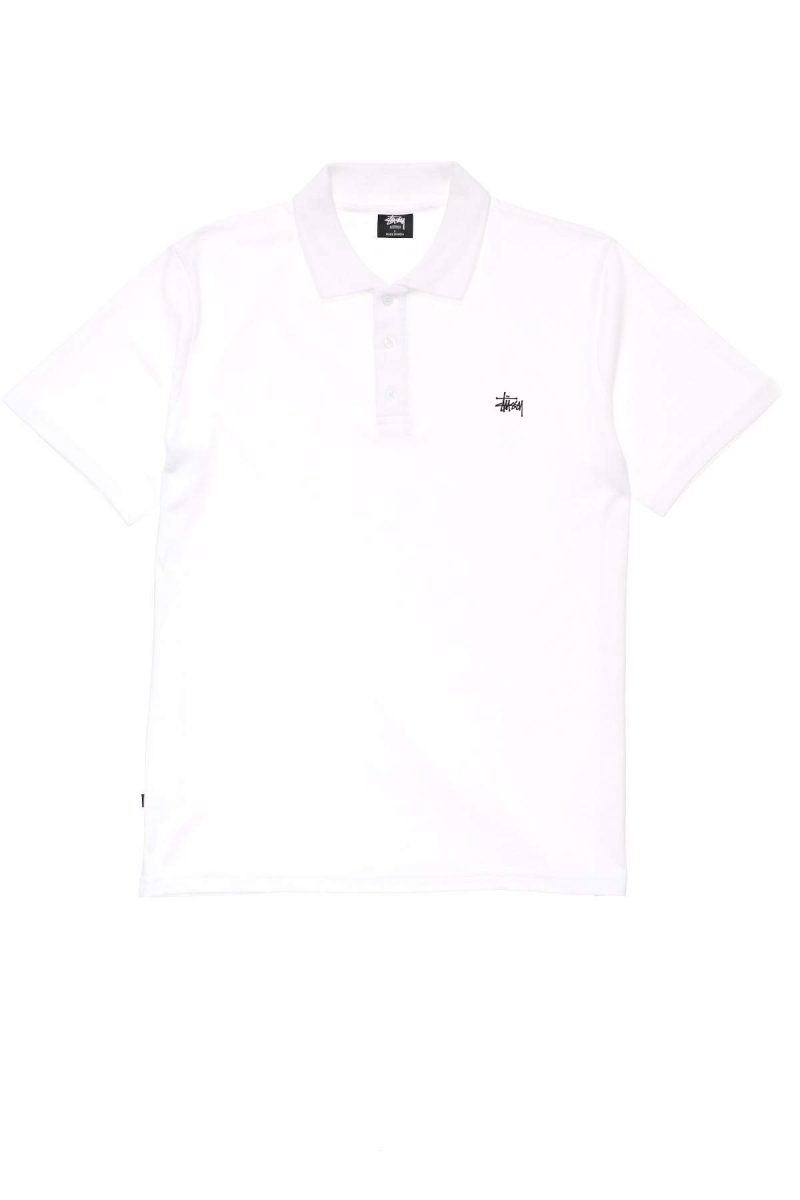 White Men\'s Stussy Authentic SS Polo Shirts | AU0000293