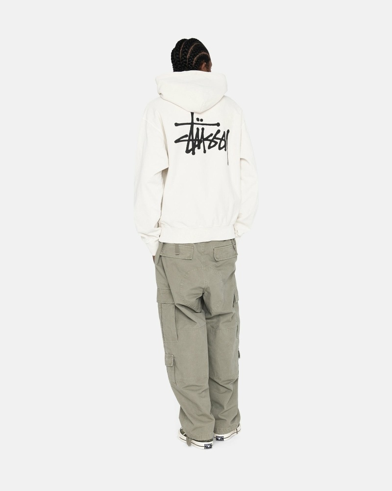 White Men's Stussy Basic Pigment Dyed Hoodies | AU0000012