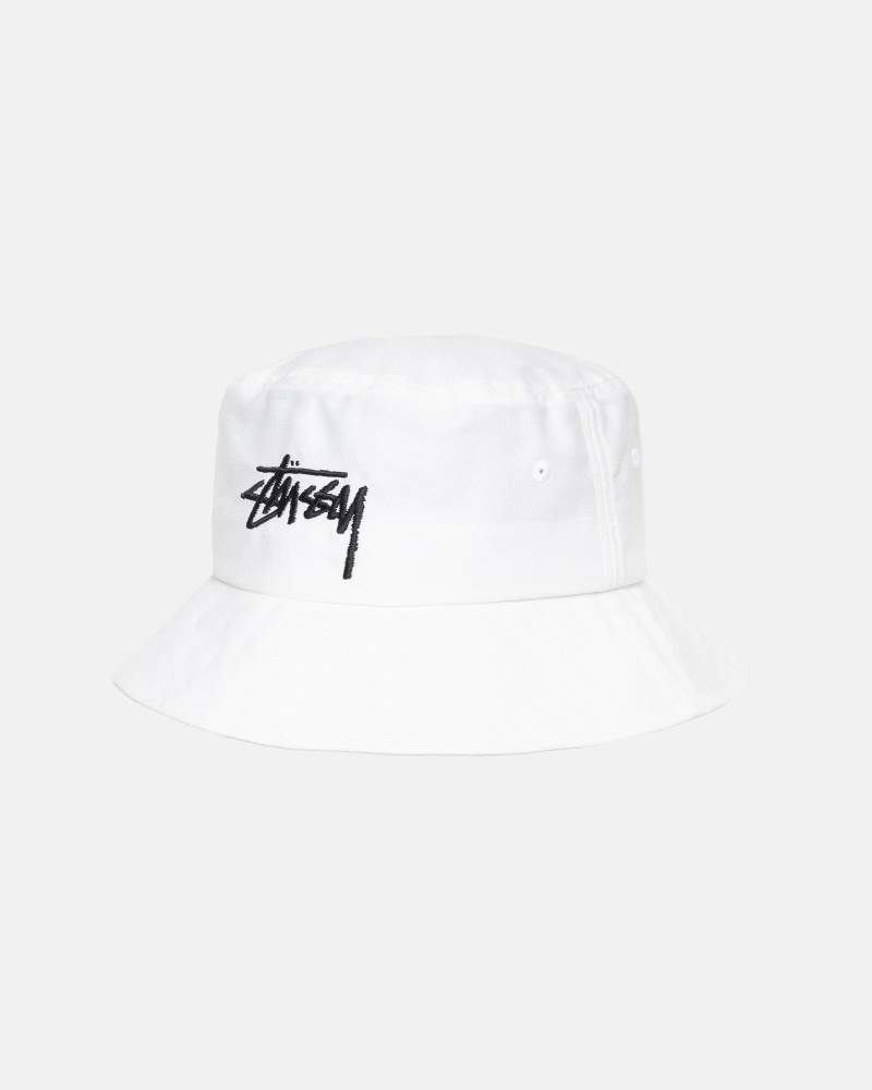 White Men's Stussy Big Stock Bucket Hats | AU0000404