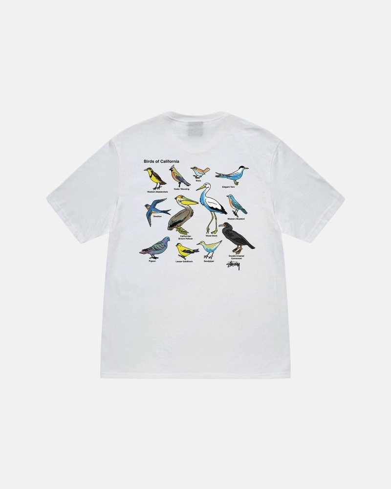 White Men's Stussy California Birds T Shirts | AU0000117