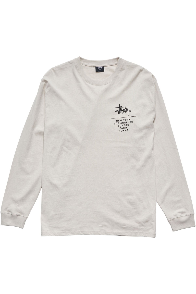 White Men\'s Stussy Cities Stack Sweatshirts | AU0000899