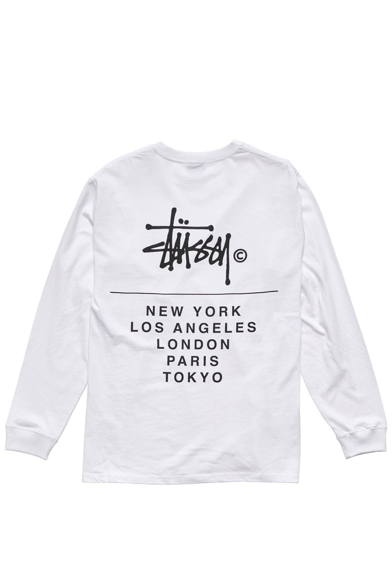 White Men\'s Stussy Cities Stack Sweatshirts | AU0000900