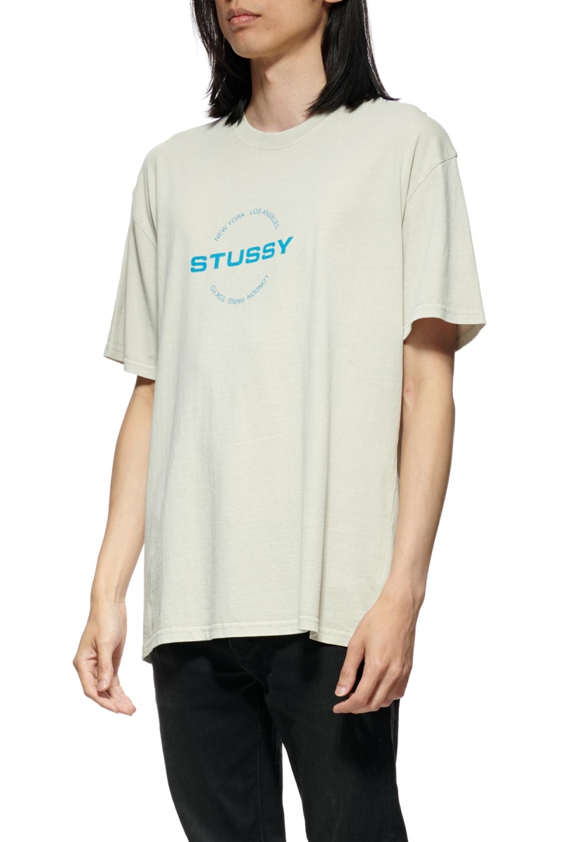 White Men's Stussy City Circle SS T Shirts | AU0000122