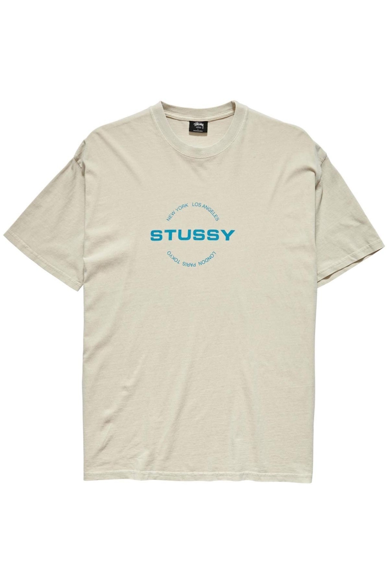 White Men\'s Stussy City Circle SS T Shirts | AU0000122