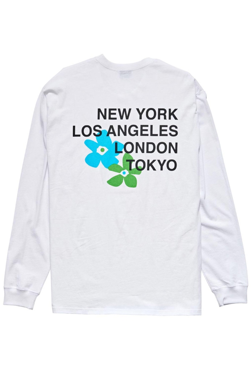 White Men's Stussy City Flowers Sweatshirts | AU0000905