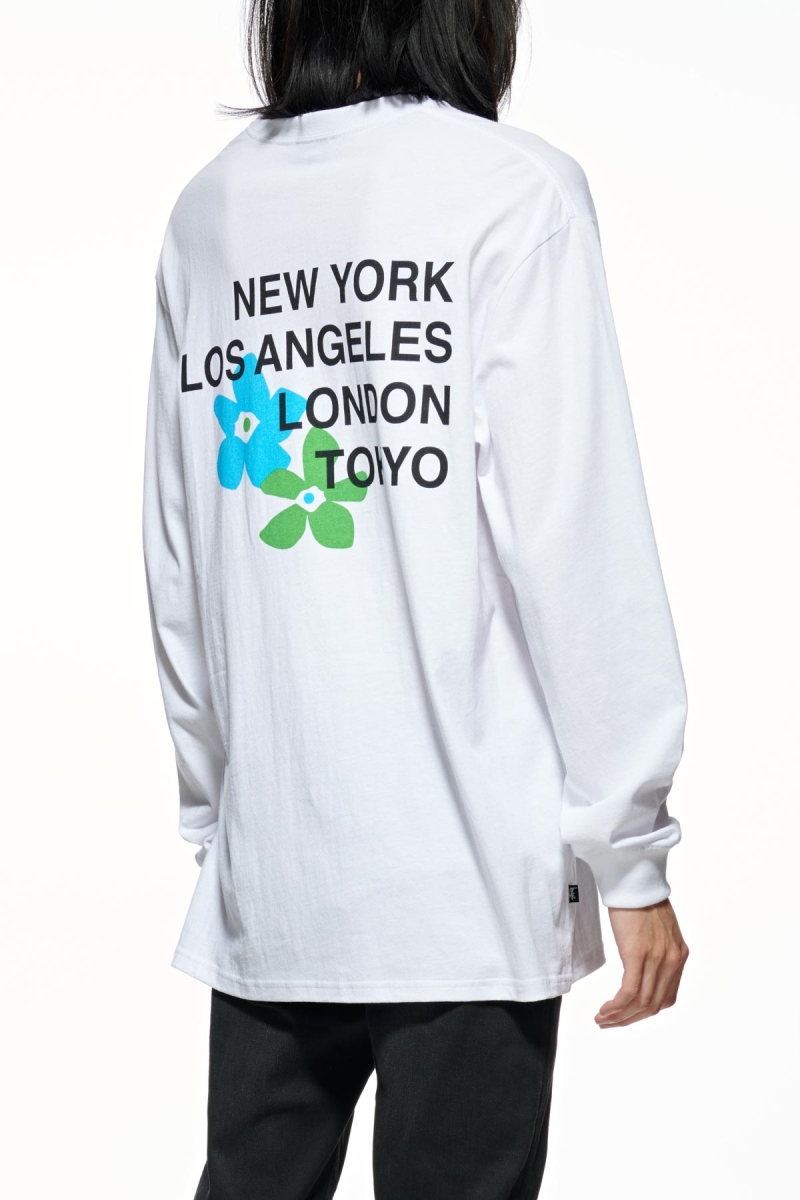 White Men's Stussy City Flowers Sweatshirts | AU0000905