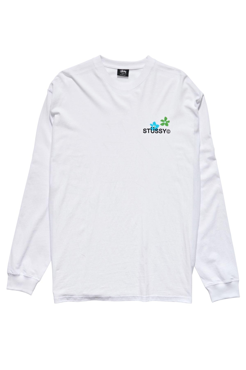 White Men\'s Stussy City Flowers Sweatshirts | AU0000905