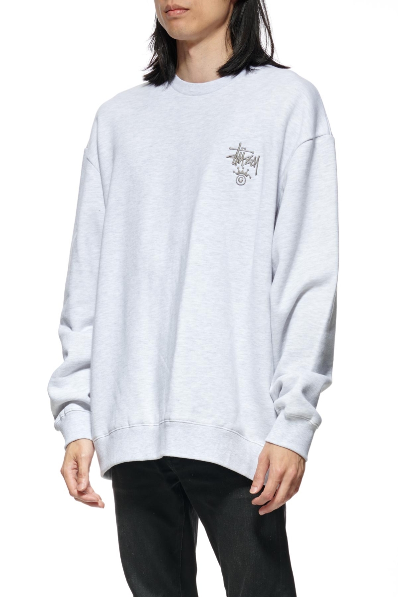 White Men's Stussy Copyright Crown Crew Sweaters | AU0000831