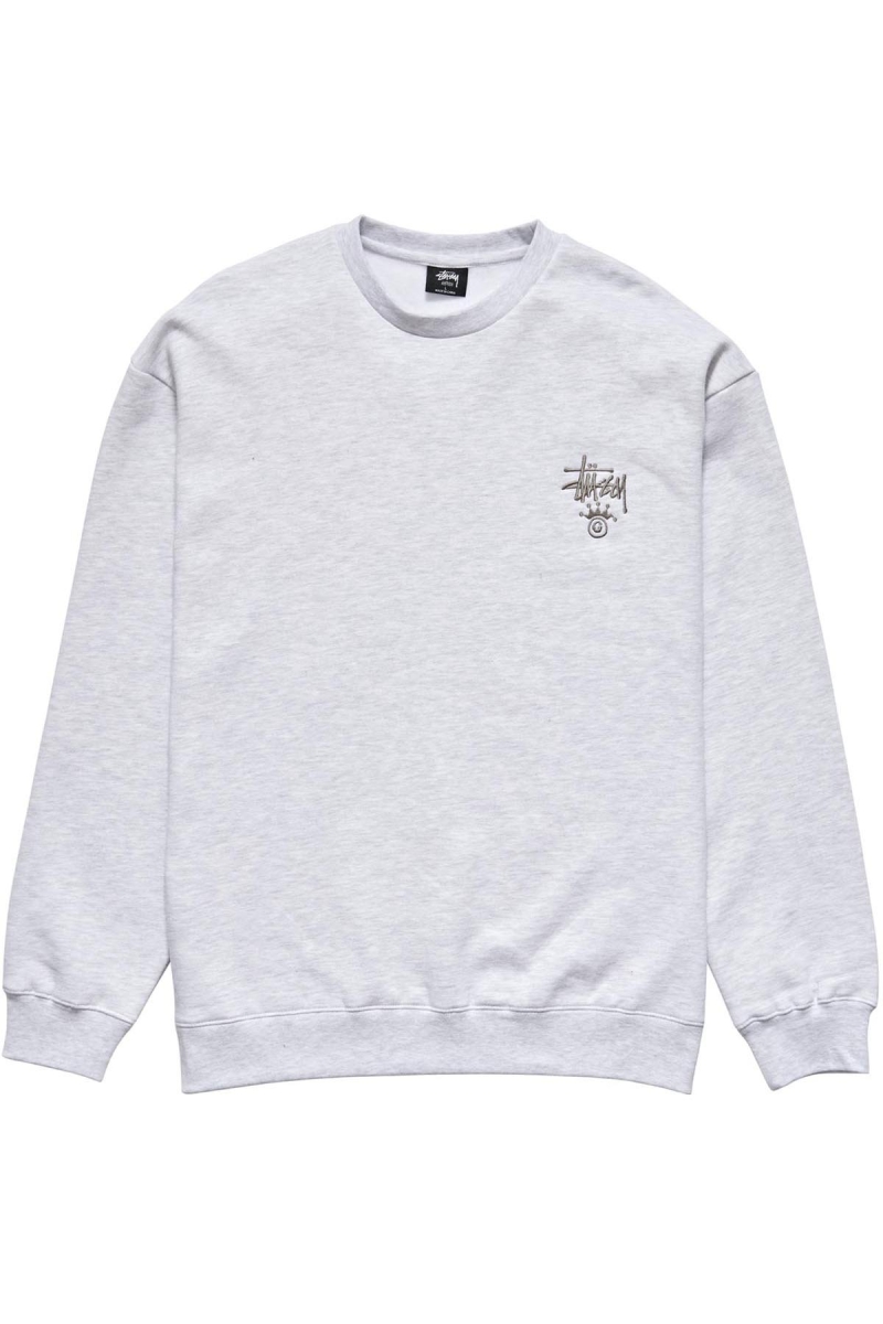 White Men\'s Stussy Copyright Crown Crew Sweaters | AU0000831