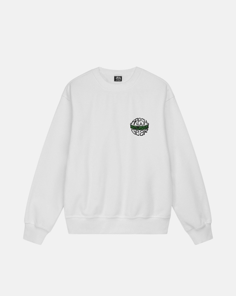 White Men's Stussy Fresh Gear Crew Hoodies | AU0000041