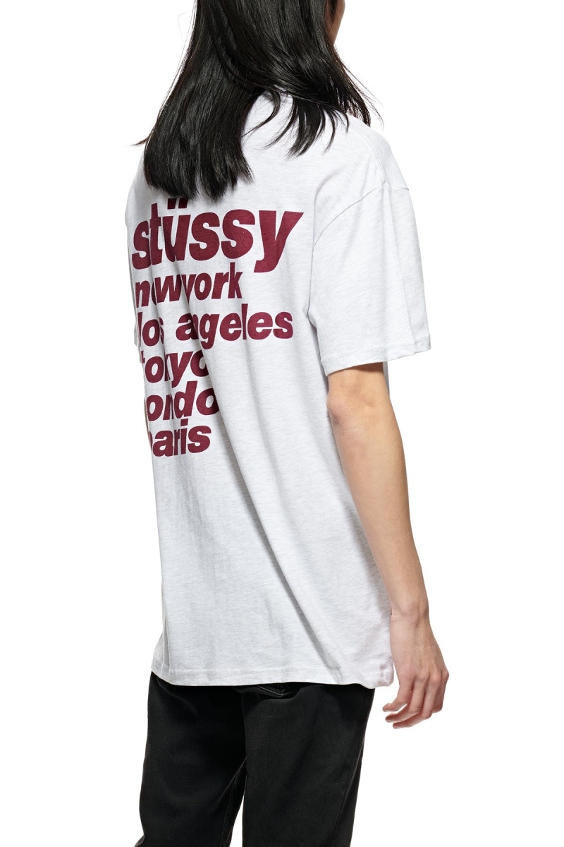 White Men's Stussy Italic SS T Shirts | AU0000229