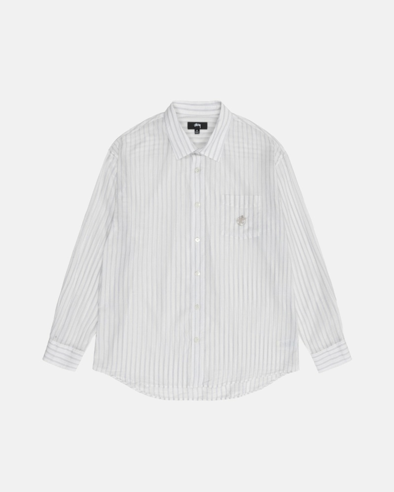 White Men\'s Stussy Lightweight Classic Shirts | AU0000318