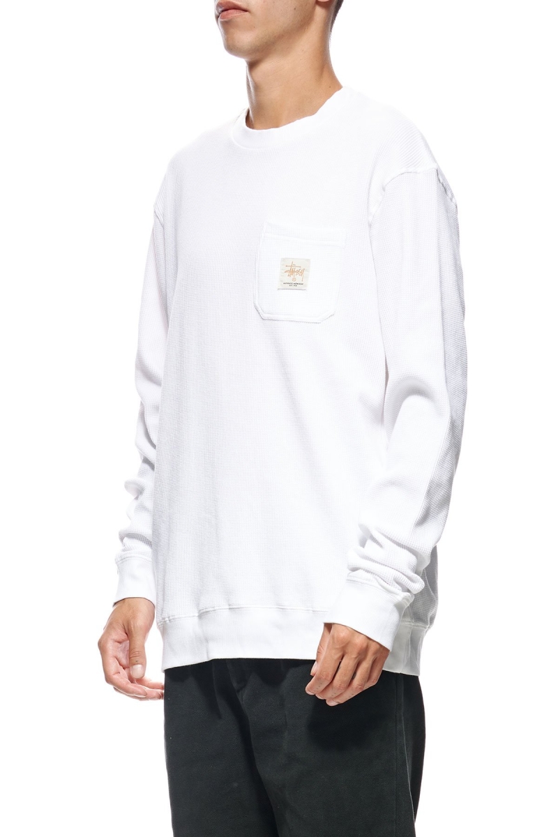 White Men's Stussy Pocket Sweatshirts | AU0000951