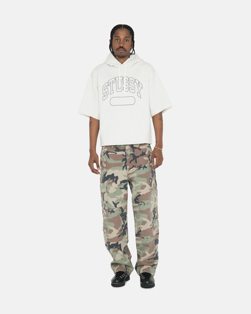 White Men's Stussy Ss Boxy Cropped Hoodies | AU0000072