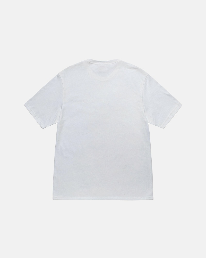 White Men's Stussy Stamp T Shirts | AU0000269