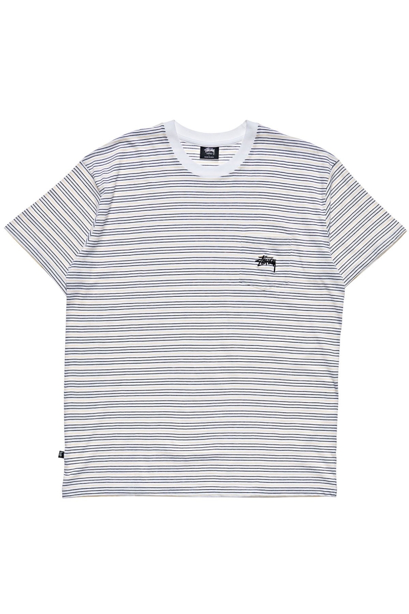 White Men\'s Stussy Stock Pocket SS T Shirts | AU0000275