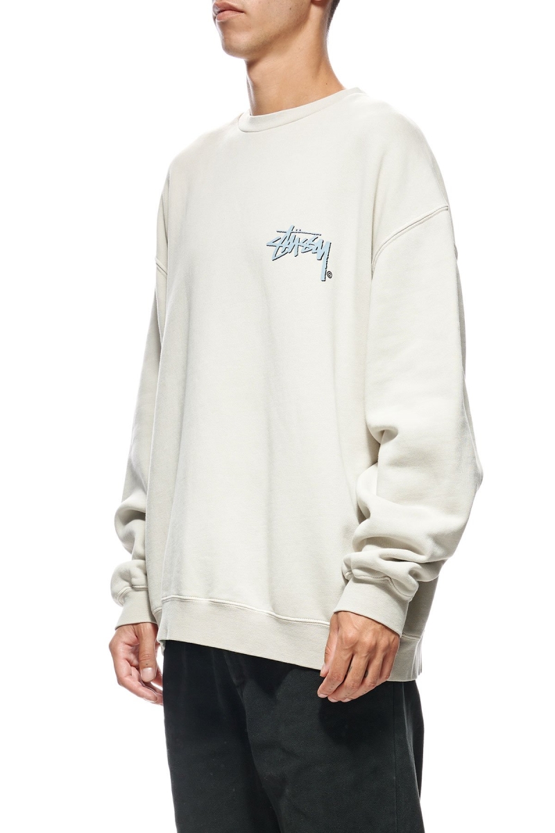 White Men's Stussy Stock Shadow Crew Sweaters | AU0000855