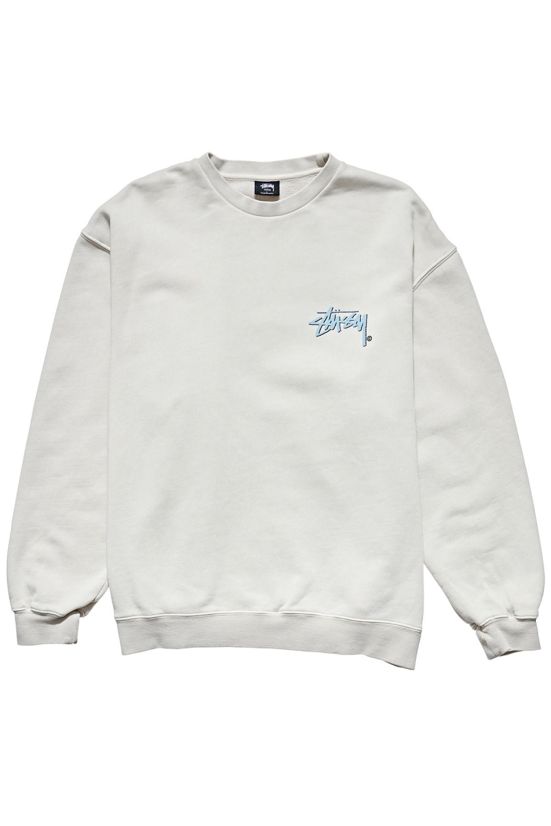 White Men\'s Stussy Stock Shadow Crew Sweaters | AU0000855