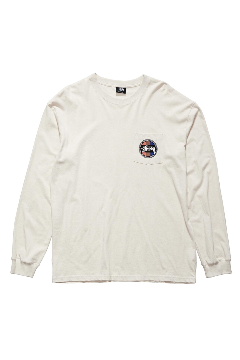 White Men's Stussy Surf Dot Pocket Tee Sweatshirts | AU0000958