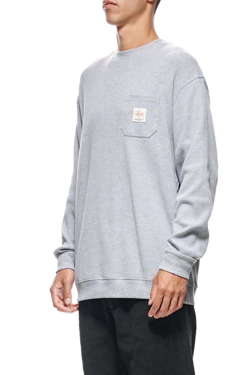 White Men's Stussy Workwear Waffle Crew Sweaters | AU0000862