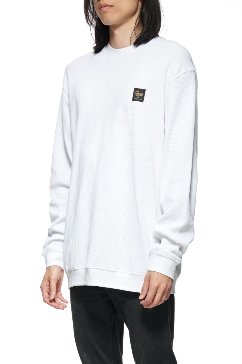 White Men's Stussy Workwear Waffle Crew Sweaters | AU0000866