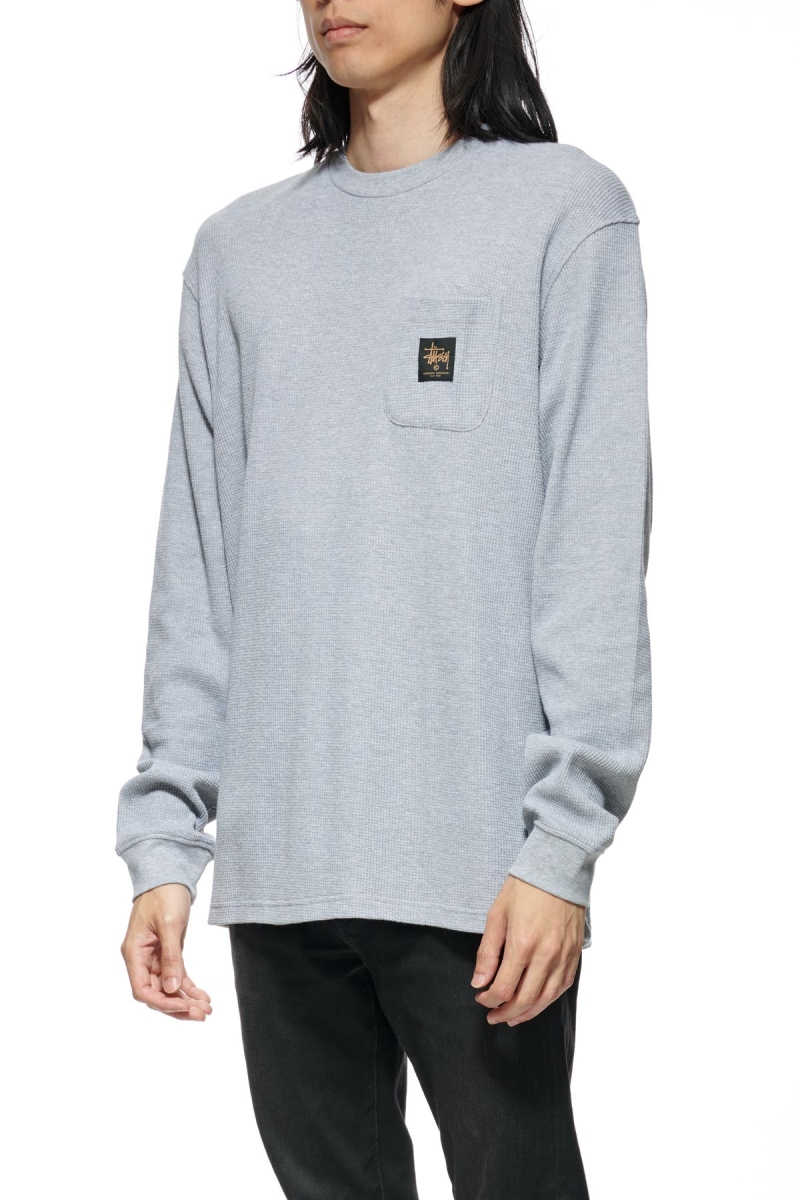 White Men's Stussy Workwear Waffle Sweatshirts | AU0000963