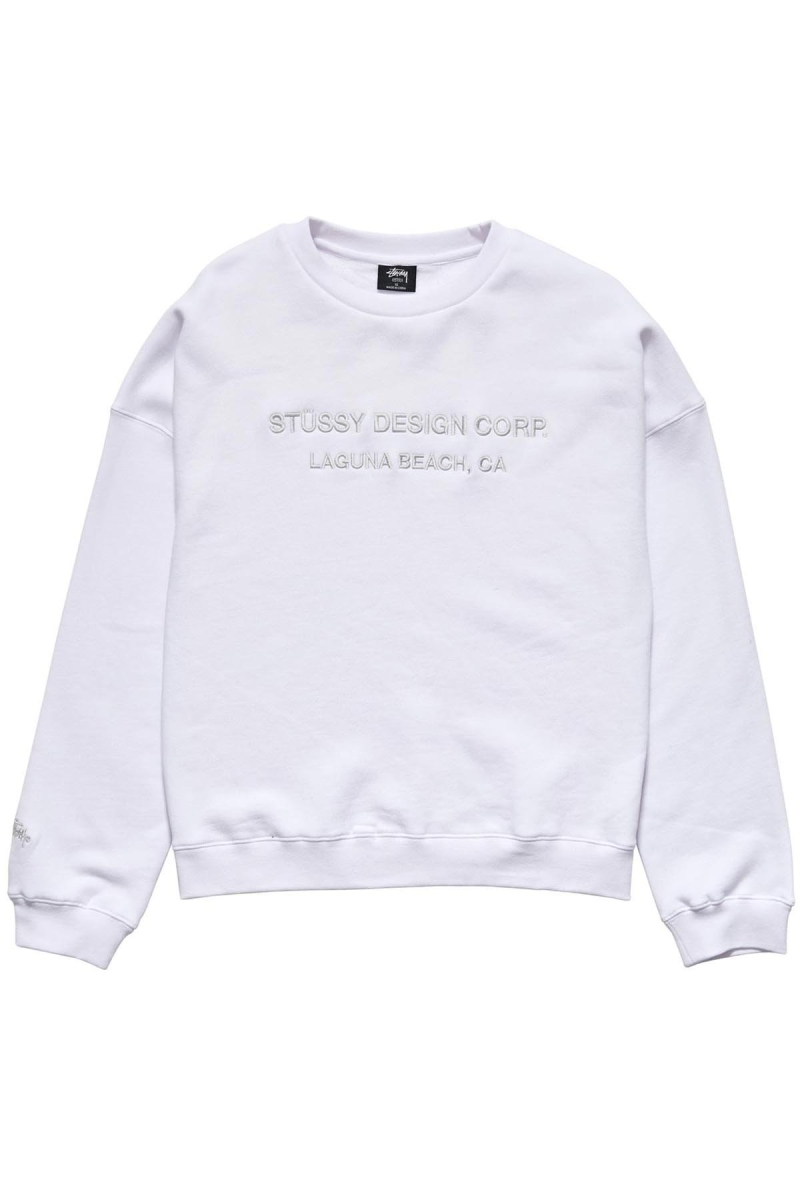 White Women\'s Stussy Alcott OS Crew Sweaters | AU0000812