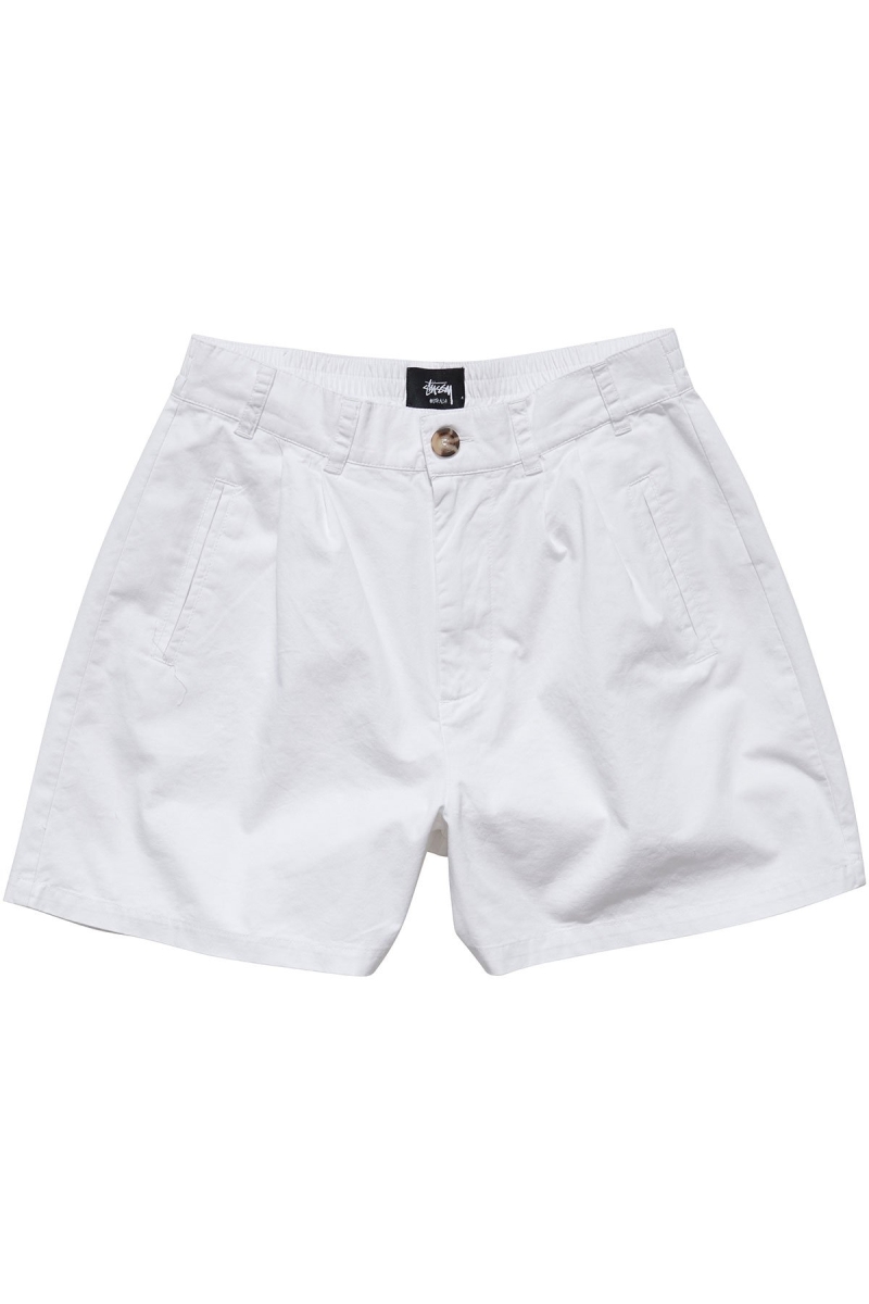 White Women\'s Stussy Brentwood Pleated Shorts | AU0000630