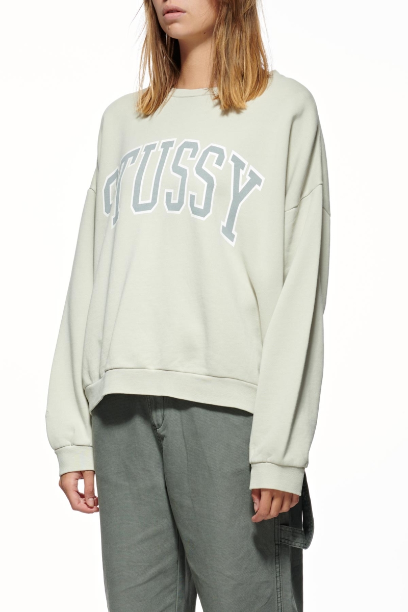 White Women's Stussy Campus OS Crew Sweaters | AU0000823