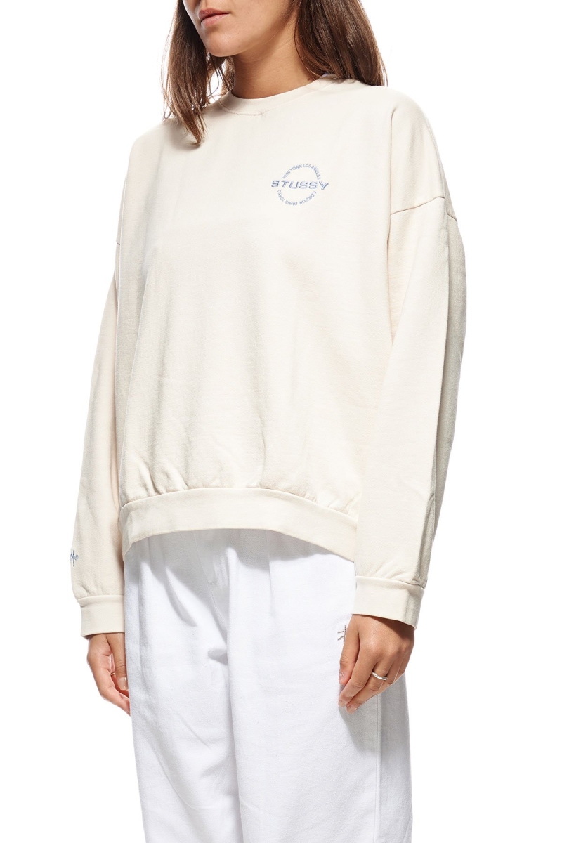 White Women's Stussy City Circle OS Crew Sportswear | AU0000753