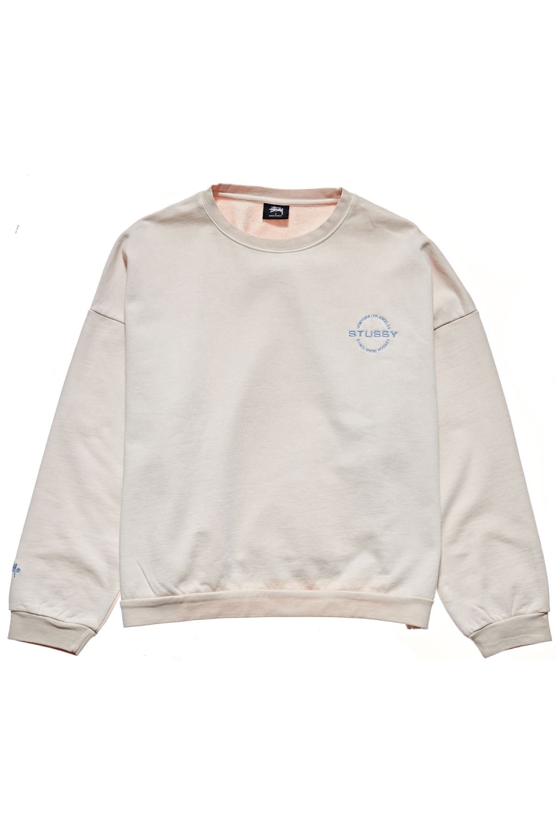 White Women\'s Stussy City Circle OS Crew Sweaters | AU0000825