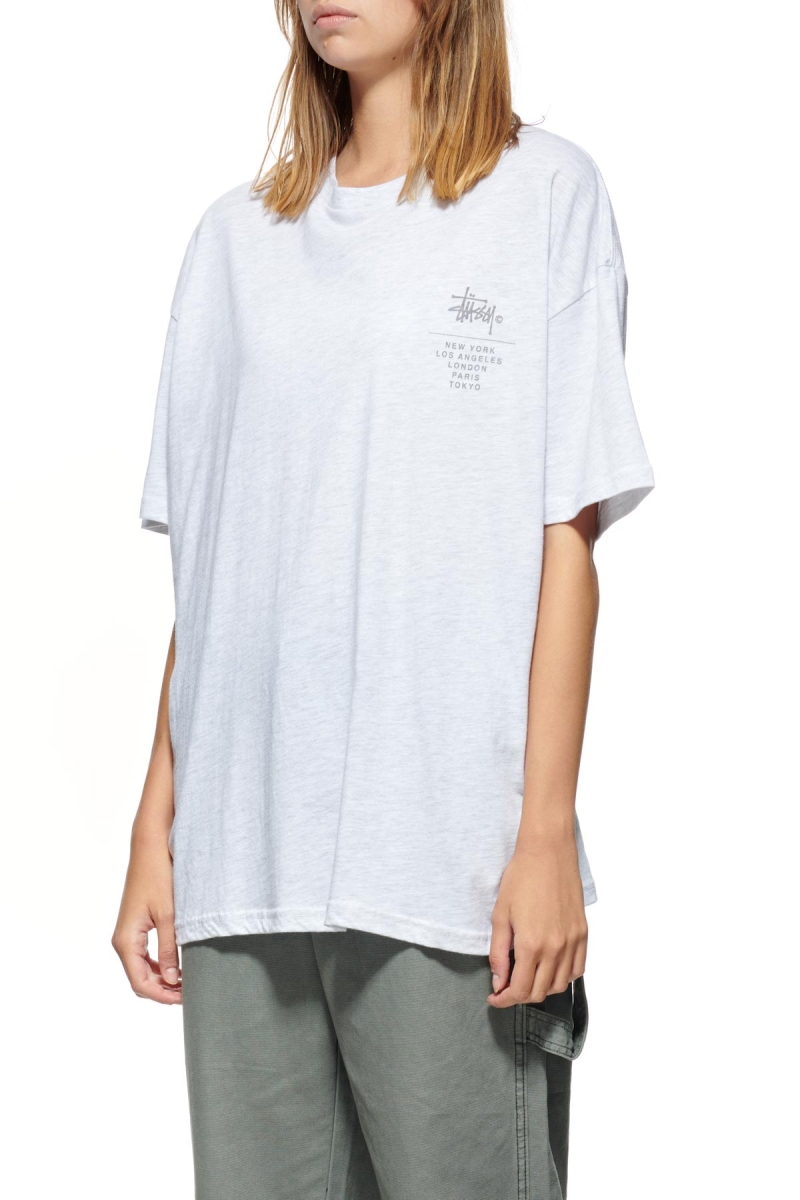 White Women's Stussy City Stack Relaxed T Shirts | AU0000127