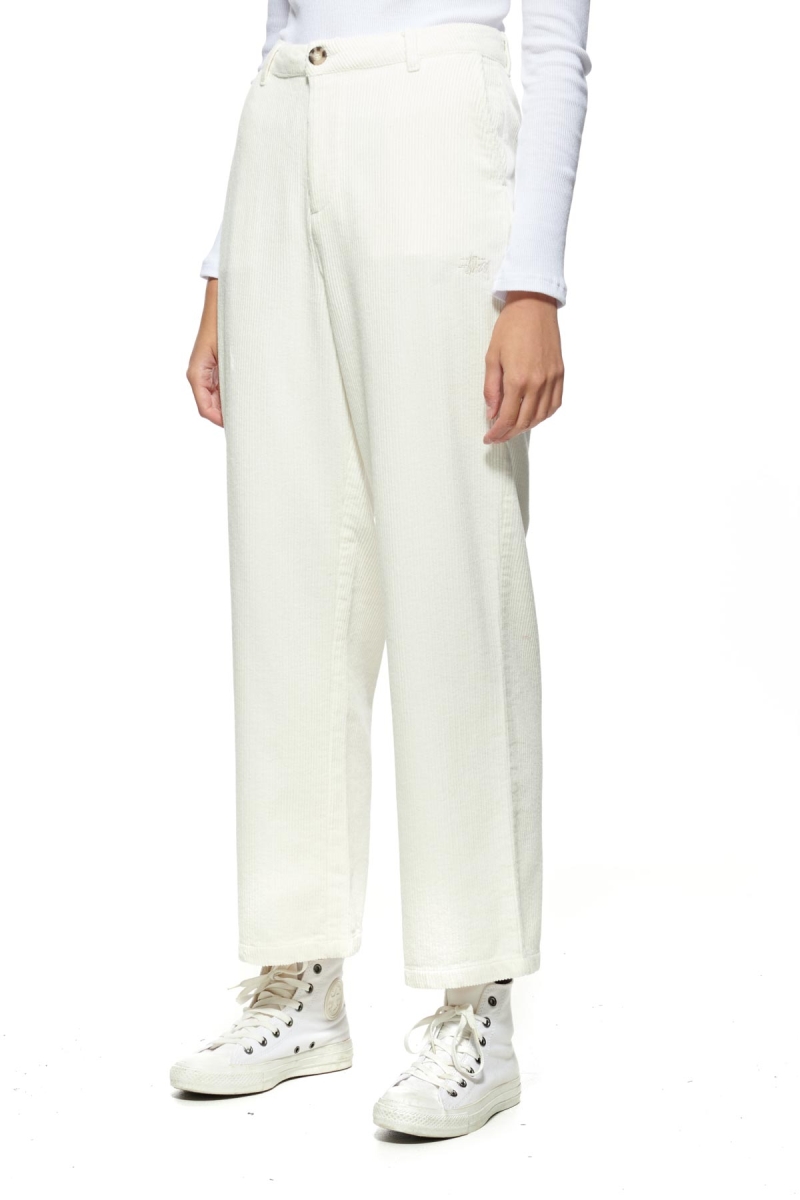 White Women's Stussy Claudette Cord Pants | AU0000553