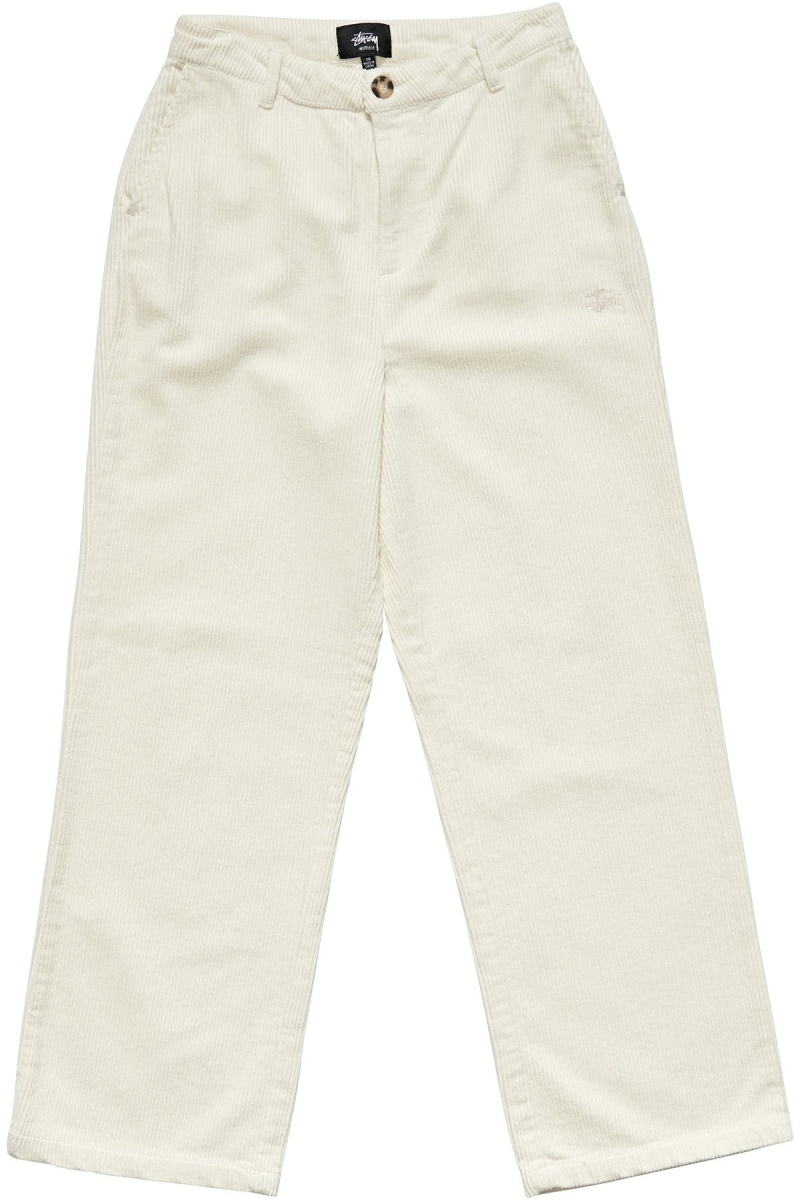 White Women\'s Stussy Claudette Cord Pants | AU0000553