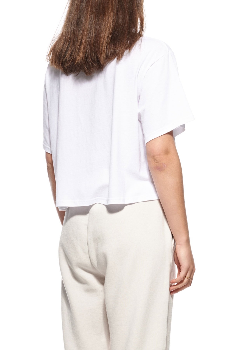 White Women's Stussy College Boxy T Shirts | AU0000130