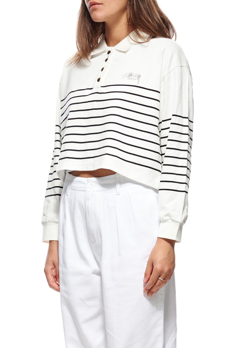 White Women's Stussy Emerson Stripe Rugby Shirts | AU0000306