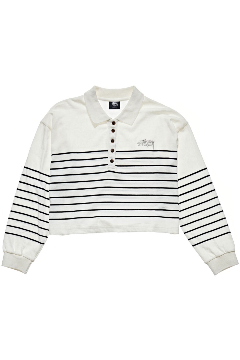 White Women\'s Stussy Emerson Stripe Rugby Shirts | AU0000306