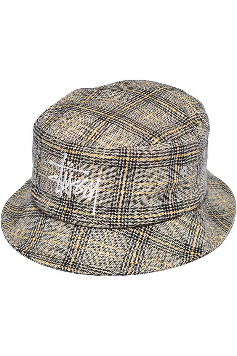 White Women\'s Stussy Graffiti Check Bucket Hats | AU0000440