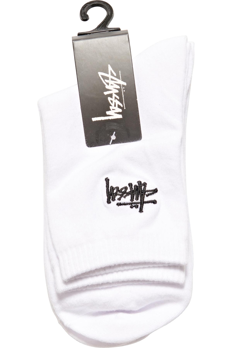 White Women's Stussy Graffiti Crew (3 Pack) Socks | AU0000728