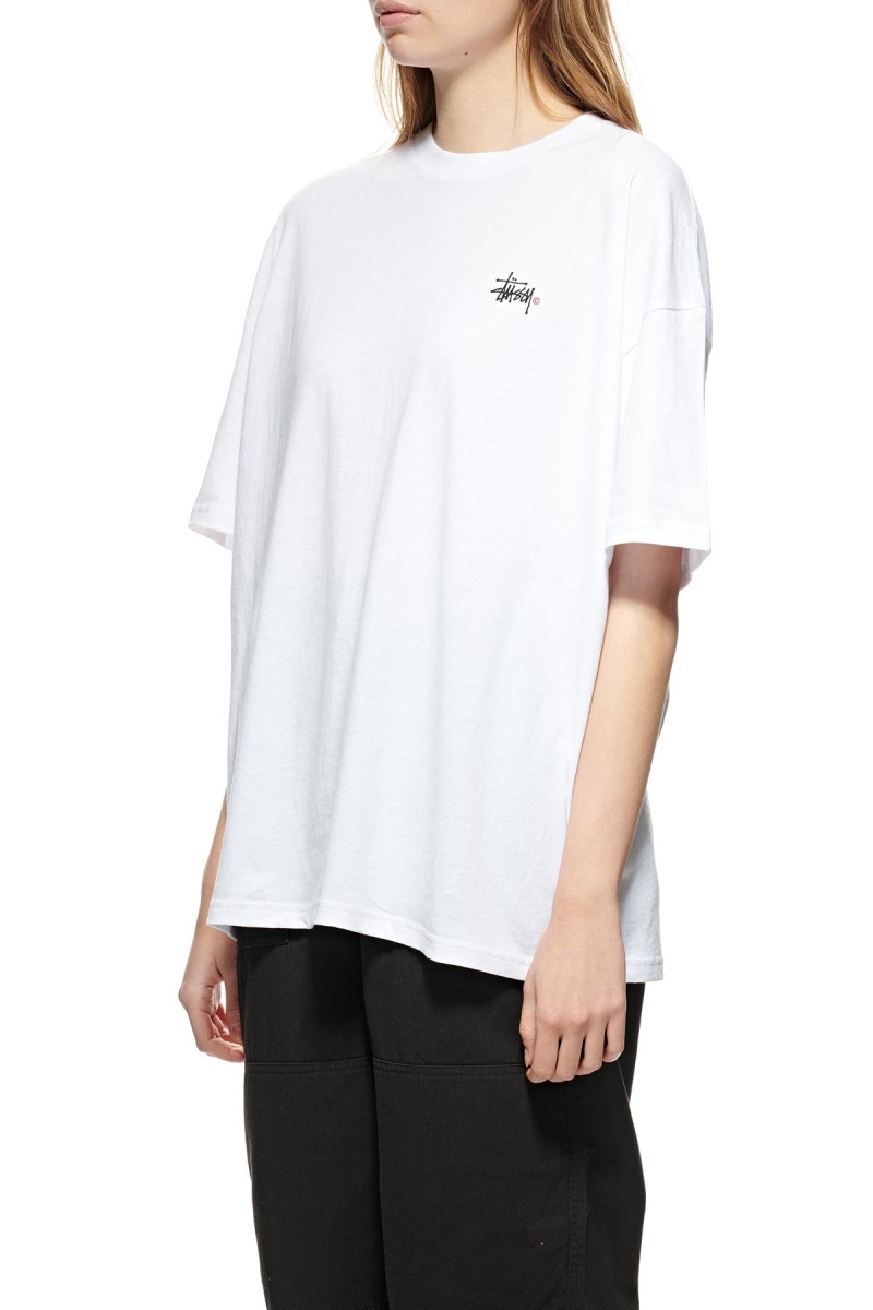 White Women's Stussy Graffiti Pigment Relaxed T Shirts | AU0000181